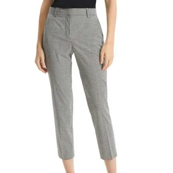 NEW THEORY NWT Treeca Stretch Midrise Crop Pants. Black Multi.Size 8 - Picture 1 of 12